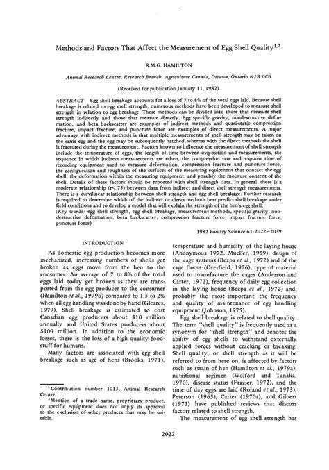 Methods and Factors That Affect the Measurement of Egg Shell 